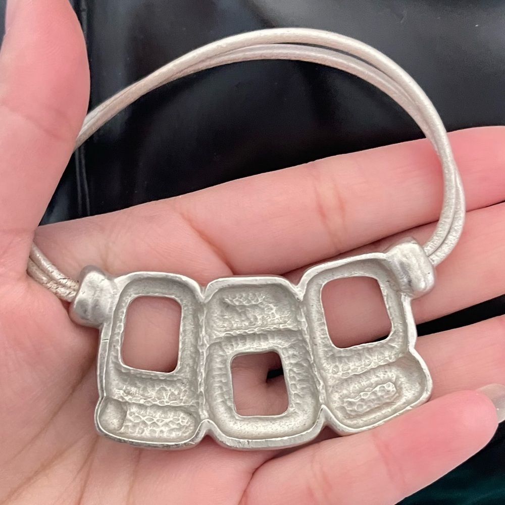 Chicos Silver Tone Rectangular Statement Necklace - image 7